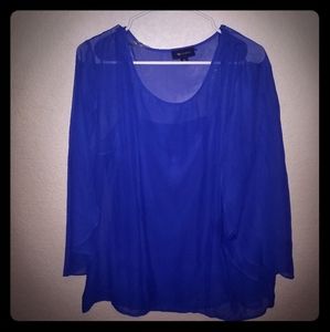Sheer Blue Open Sleeved Top NWOT